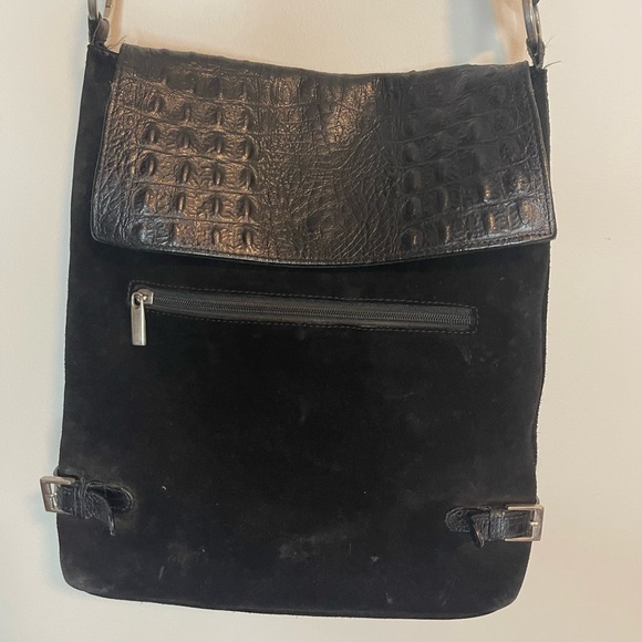 Vintage black suede and alligator crossbody bag - Picture 1 of 13